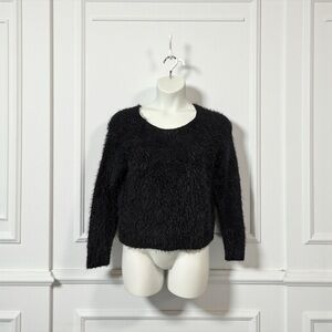 Love & Legend by Addition Elle, Plus Size Black Fuzzy Sweater, Size 1X